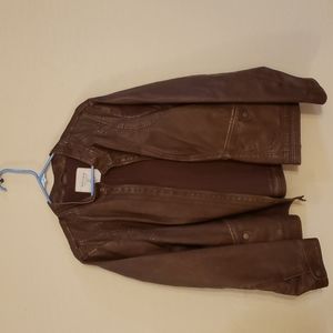 Sonoma Imitation Leather Brown Moto Jacket 2X